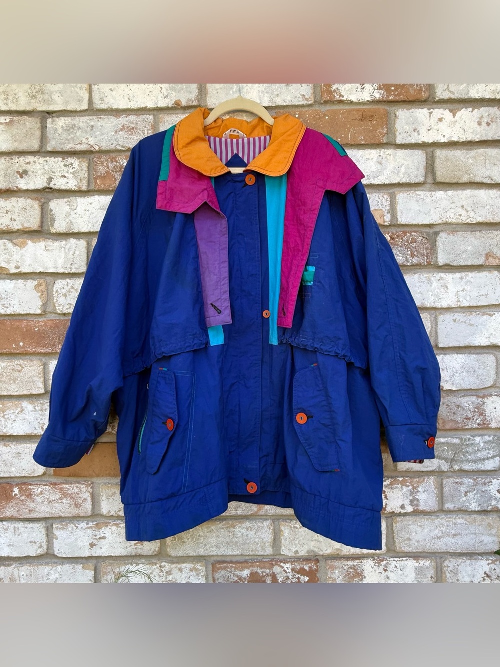 Venezia Vintage Color Block Rain Wind Jacket